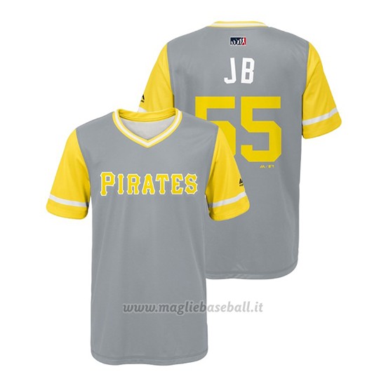Maglia Baseball Bambino Pittsburgh Pirates Josh Bell 2018 Llws Players Weekend Jb Grigio